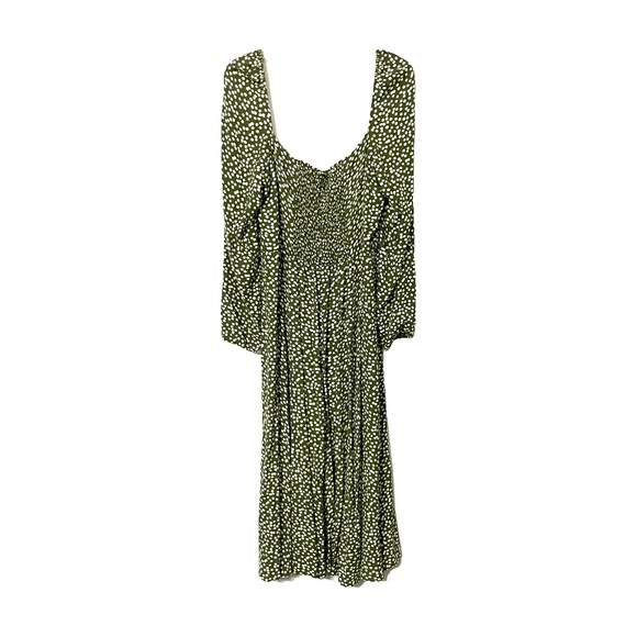 Reformation Sigmund Midi Dress in Green Moiret Print Size 14 - Picture 6 of 10